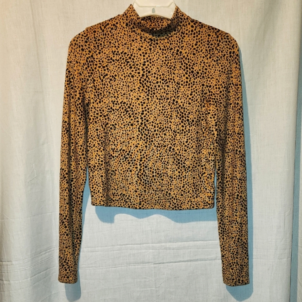 American Eagle Women's Leopard Print Soft & Sexy Plush Cropped Cardigan - S